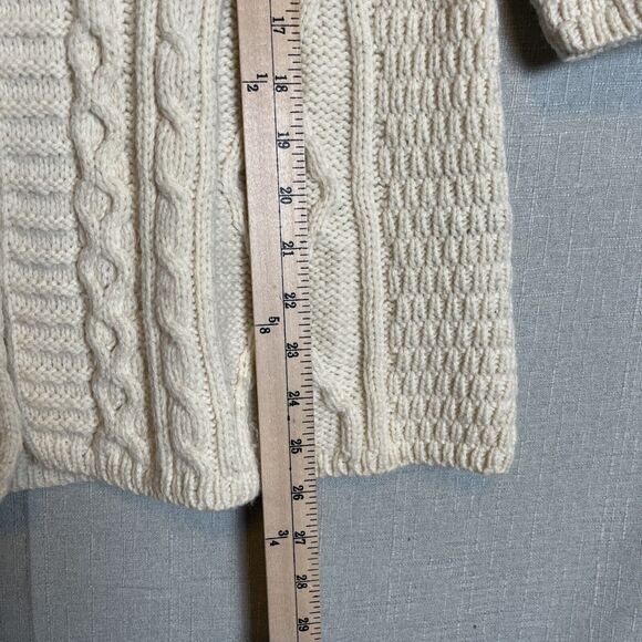 VTG Kilronan Knitwear Merino Wool Cable Knit Cardigan Sweater Beige Irish Small - Picture 6 of 8